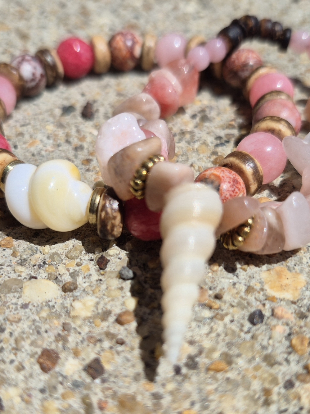 Handmade Pink Jade And Coconut Shell Braclet Set! - Picture 3 of 11
